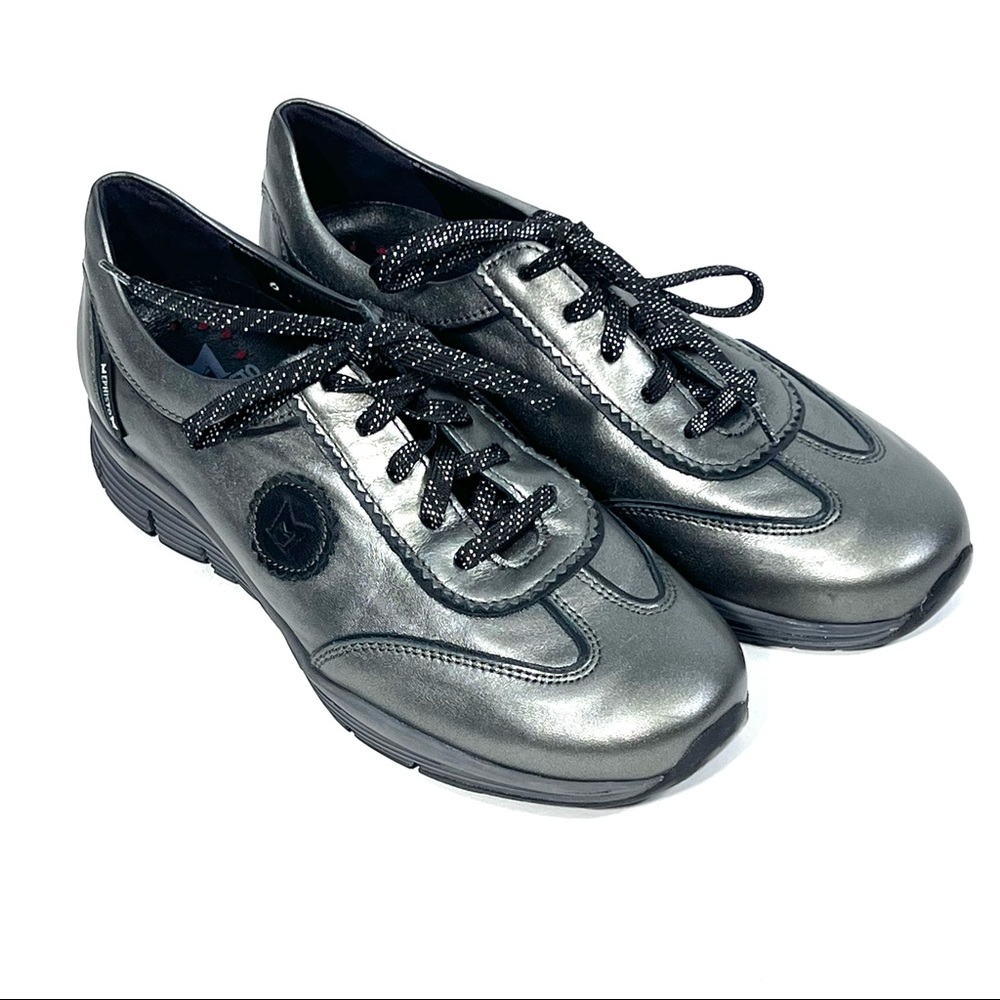 Mephisto Runoff Yael Dark Grey Metallic Genuine Leather Sneaker Shoes US 6